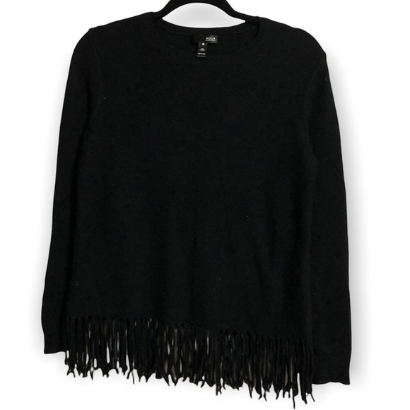 AQUA Cashmere fringe bottom sweater - Picture 6 of 6